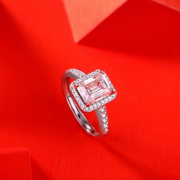Certified 2ct. t.w. Moissanite Diamond Emerald Cut Engagement Ring NEW - Picture 7 of 11